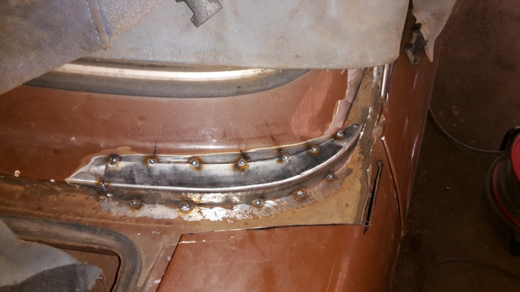 Tacked in place