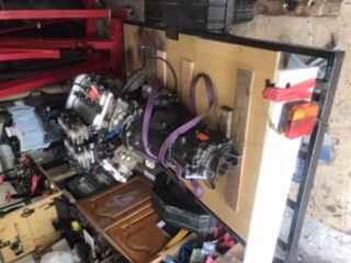 Engine on the trailer, ready to go