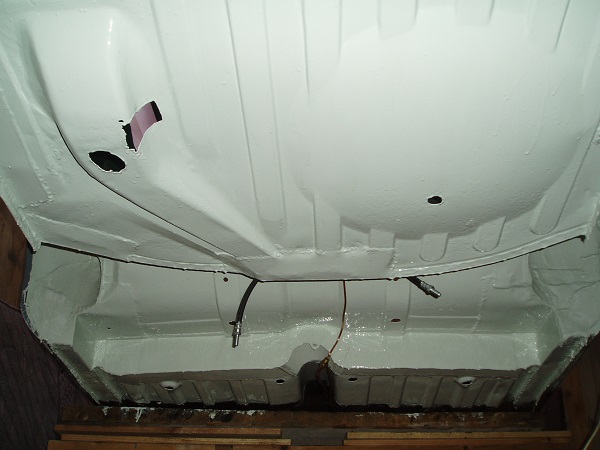 The refurbished underside of the rear end.