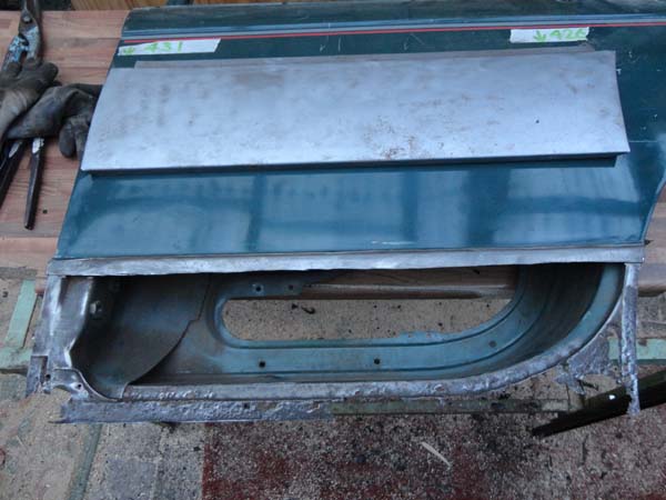 Near-side door with new section awaiting fitting