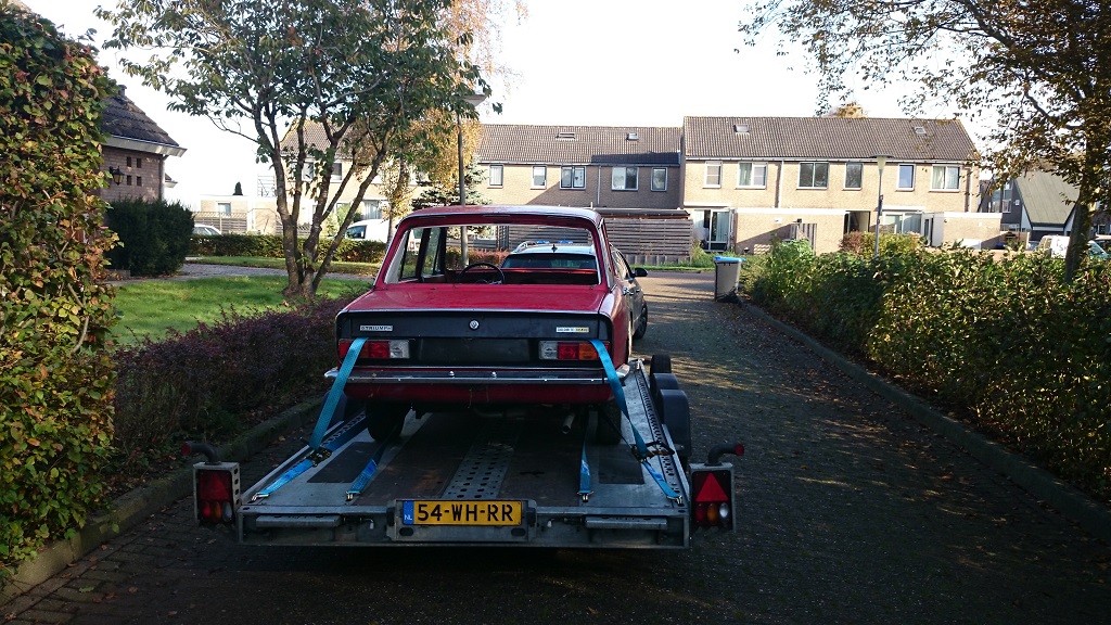 The car on the trailer